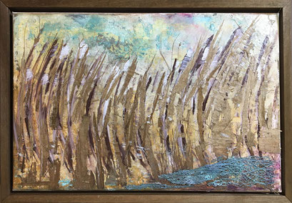 Schilf aus Naturmaterialien   ...   Acryl auf Leinwand im Schattenfugenrahmen   ...   40x60 cm