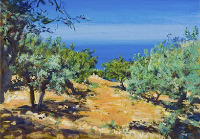 "Olivenhain (Steilküste bei Deia, Mallorca)", Acryl, 100x70cm, 2008