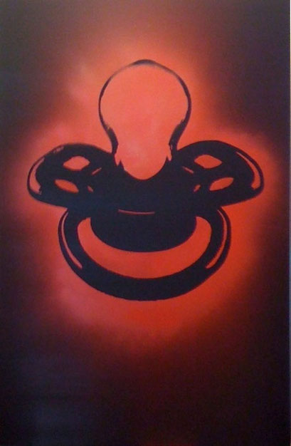 Laurent Gugli-Red Tetine 120x80 cm Stencil sur PVC