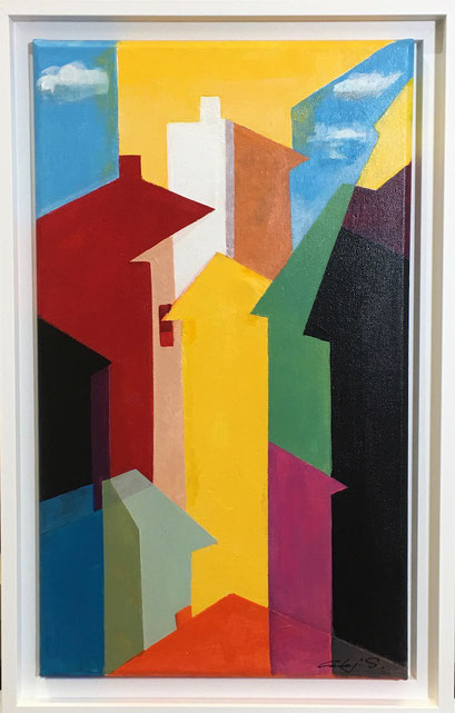46X27 cm. Acrylic/canvas " My Houses "( Sold )