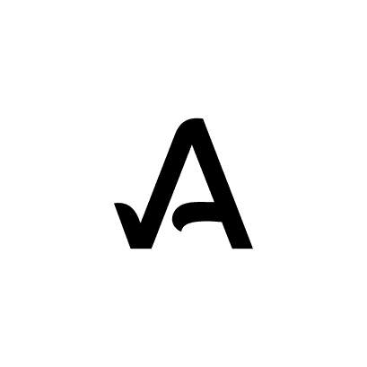 Geometrisches „A“-ähnliches Signet mit geschwungener Linie als Logo