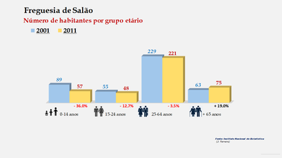 Salão - Número de habitantes por grupo etário (2001-2011) 