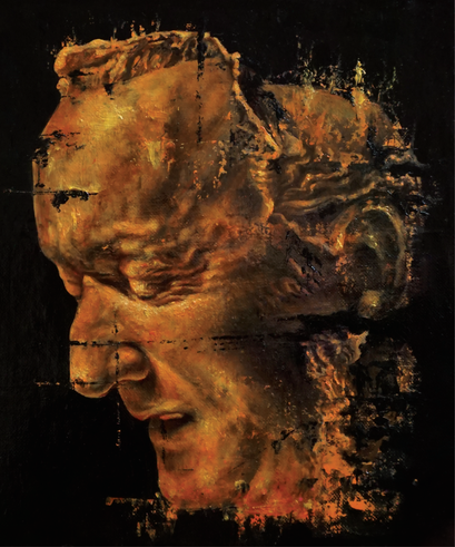 "Totenmaske von Richard Wagner" - Öl auf Leinen - 25x30 cm - 2023 - verkauft