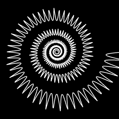 Logarithmische Spirale b=0.1, m=50, q=1, p=1