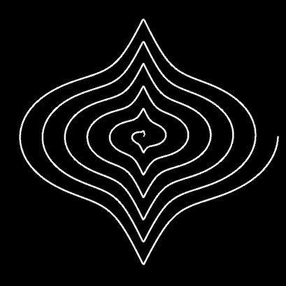 Archimedische Spirale m=4, q=0.5, n1=1, n2=2