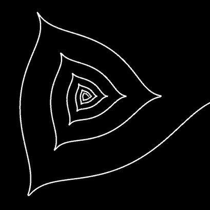 Logarithmische Spirale b=0.1, m=3, q=1, p=0.5