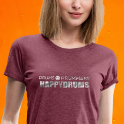 drums drummers happydrums frauen t-shirt mit gerollten ärmeln