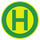 Grafik; Gelb-grünes Symbol für Bus und Bahn Haltestelle.