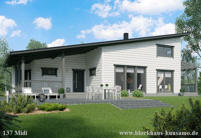 Blockhaus mit Pultdach - Massivholzhaus - Stadthaus - Nachhaltiges Bauen - Biohaus
