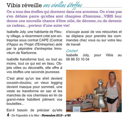 vibis article dans journal Fleury d'Aude