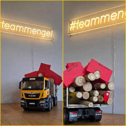 Ein riesen Dankeschön an unsere liebe Kollegin Angie, die uns mit diesem tollen, selbst umgebauten LKW und einem Geschenk für jeden einzelnen Mitarbeiter überrascht hat!