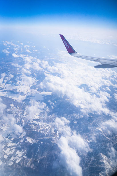 ピーチ航空札幌から関西国際空港への帰路の上空