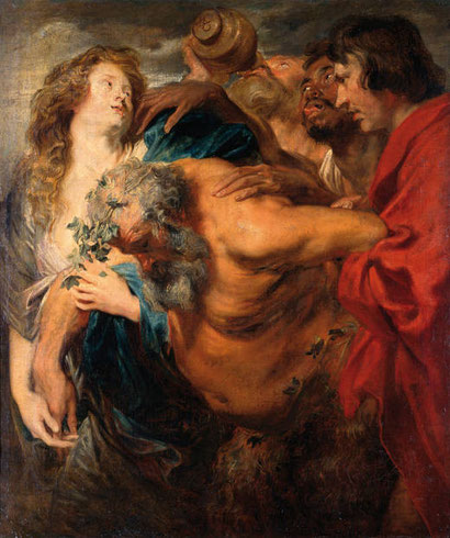 Van Dyck.1617-18.Sileno ebrio.107X90cm.Dresde. Asunto mitológico de Sileno embriagado,desorientado y encontrado por campesinos frigios. Tema recurrente de Rubens. Musculatura en tensión.Existe otra versión.