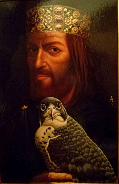 EMPEROR FEDERICO II HOHENSTAUFEN WITH HIS PEREGRINE FALCON. Oil on canvas (40x60 cm), 2010. AVAILABLE