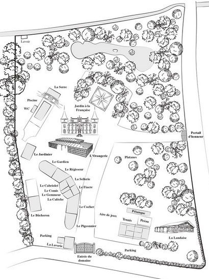 Plan du Domaine et Château Belle Epoque dans les Landes à Linxe
