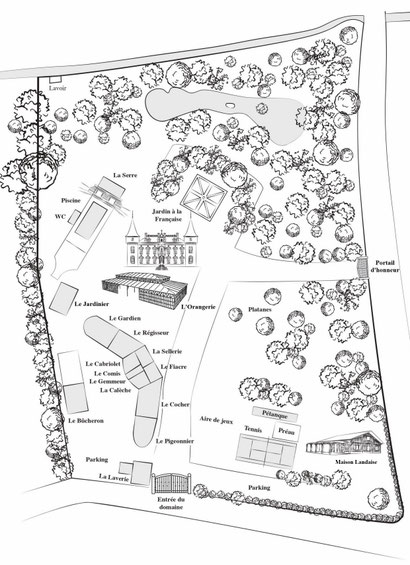 Plan du Domaine et Château Belle Epoque dans les Landes à Linxe