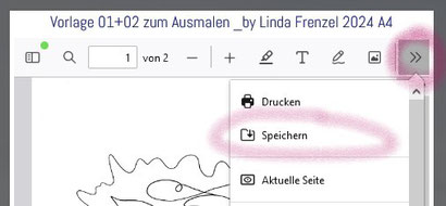 Download PDF, Kostenlose Malvorlage speichern, handgemalt unperfekt, Anleitung zum speichern der kostenlosen PDF-Vorlage