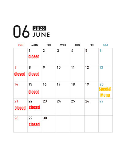 10th Anniversary Special Menu on 6/20 SAT　メニュー決まり次第お知らせします