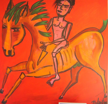  HORSERIDER  2009   acrylic  canvas  140 x 140 cm