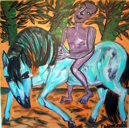  KING WITH HIS HORSE  2007  acrylic  canvas  140 x 140 cm