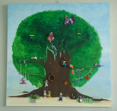 Toile 100x100cm - La maison dans l'arbre 