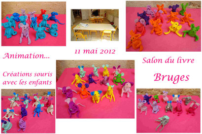 Animation "souris en Fimo" au salon du livre de Bruges (Mai 2012)