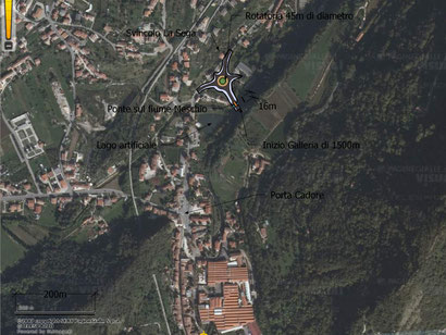 Immagine aerea della zona nord di Vittorio - svincolo presso borgo La Sega