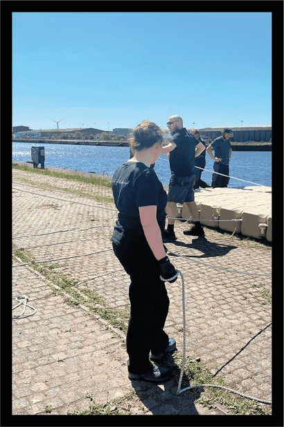 Simone from Ankron assists with installing a biofouling test unit