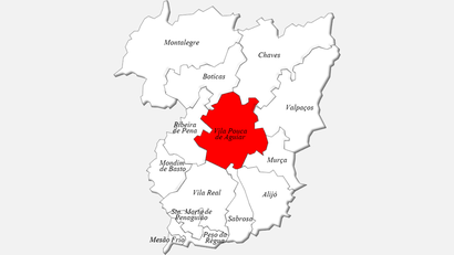 Localização do concelho de Vila Pouca de Aguiar no distrito de Vila Real