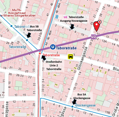 leicht erreichbar mit U2 U1 Taborstraße Praterstern öffentliche Verkehrsmittel
