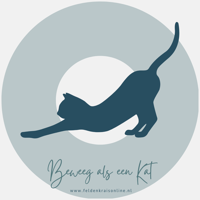 Kat die zich loom uitrekt – symbool voor soepel en ontspannen bewegen met Feldenkrais.