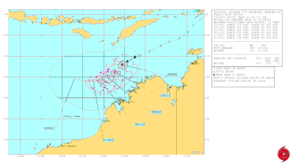 Track map of Tropical Cyclone Frances. From JTWC