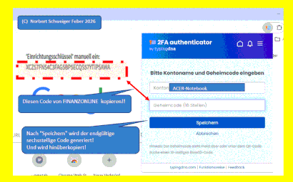 Codierung des sechsstelligen Codex