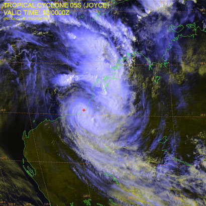 Satellite image of Tropical Cyclone Joyce. Image from JTWC.