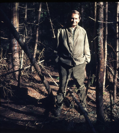 Horst Stern in einem Schälbestand im entstehenden Nationalpark 1971  
