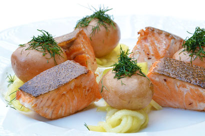 Kürbis Lachs Wein