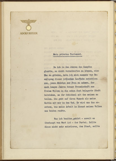 Adolf Hitler Testament 1945