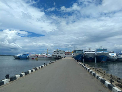 The speedboat ferry terminal at Sorong where you will get your boat to your chosen island
