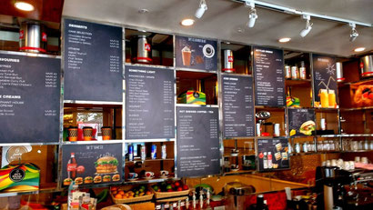 A funky modern cafe lives on the ground floor of Hotel Jen, Male, the Maldives. Dante Harker