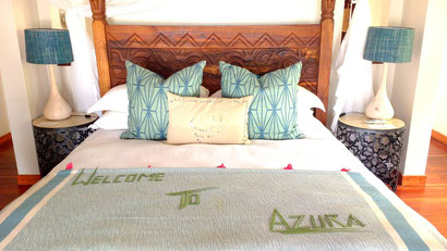 The enormous bed in our villa at Azura Benguerra, Mozambique. Dante Harker