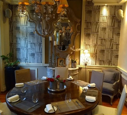 The sumptuous dining room at Aleria, Athens