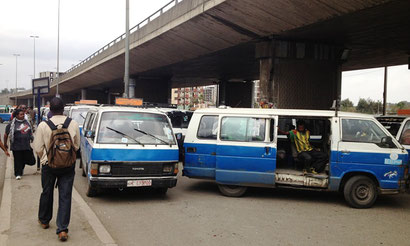Minibuses plying the route between Weldiya and Bahir Dar, Ethiopia. Dante Harker