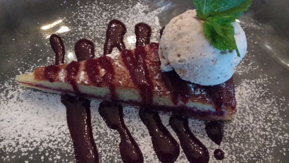 My perfect cherry and almond tart with snickers ice cream at Bistro Michel, Johannesburg. Dante Harker