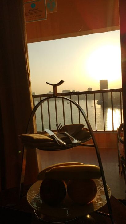 The unforgettable view from our luxurious room at the Intercontinental Semiramis, Cairo.