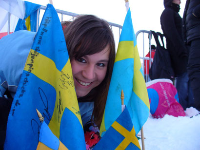 Als Schweden-Fan bei der Vierschanzentournee 2005/2006.