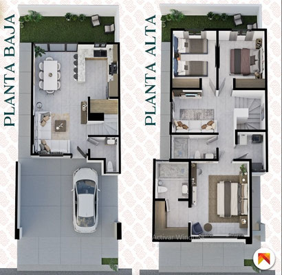distribucion casa modelo olivo varenna residencial la reserva cumbres  monterrey