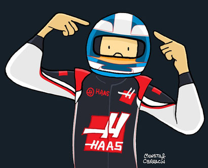 Romain Grosjean by Muneta & Cerracín - Romain Grosjean en su Haas VF-16 en 2016