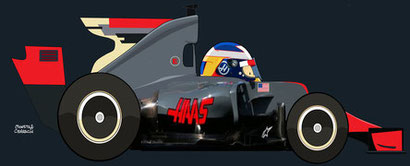 Romain Grosjean by Muneta & Cerracín - Romain Grosjean en su Haas VF-16 en 2016
