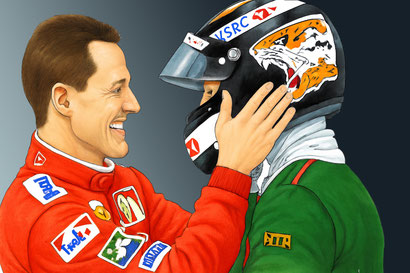 Michael Schumacher & Eddie Irvine by Muneta & Cerracín
