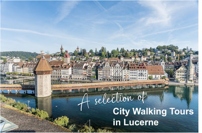 View of Lucerne's picturesque Old Town with the Chapel Bridge and Water Tower in the foreground.